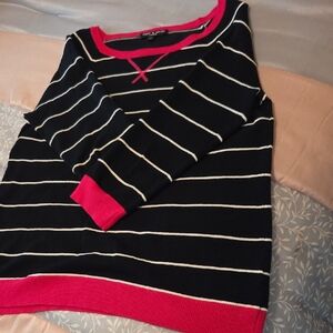 Cable & Gauge Black and Pink Striped Sweater